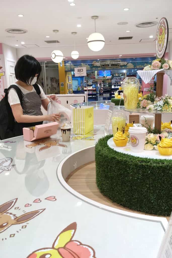 Customer standing up at Pikachu Sweets 