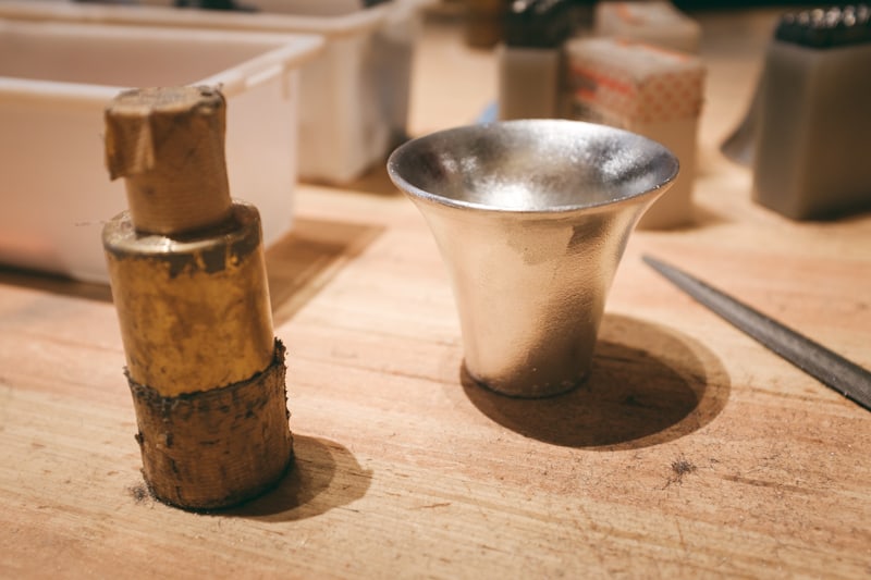 handmade tin sake cup