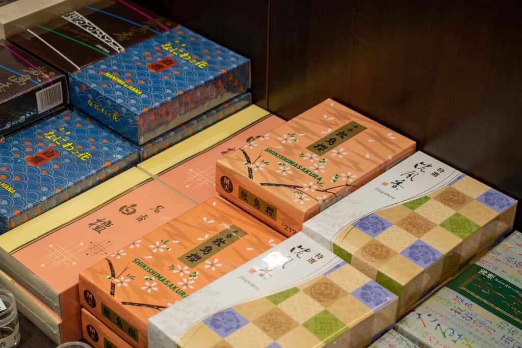 Traditional Japanese incense sold at the museum shop in Sakai, Japan