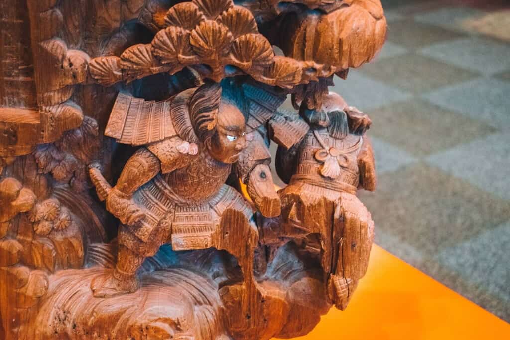 Close up of wooden carving