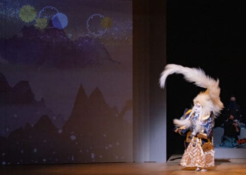 Kabuki lion spirit character dancing on stage