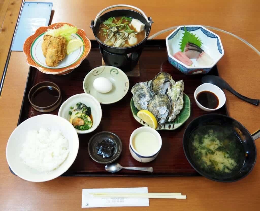 Sakoshi Gozen lunch, a traditional JApanese style meal with oysters