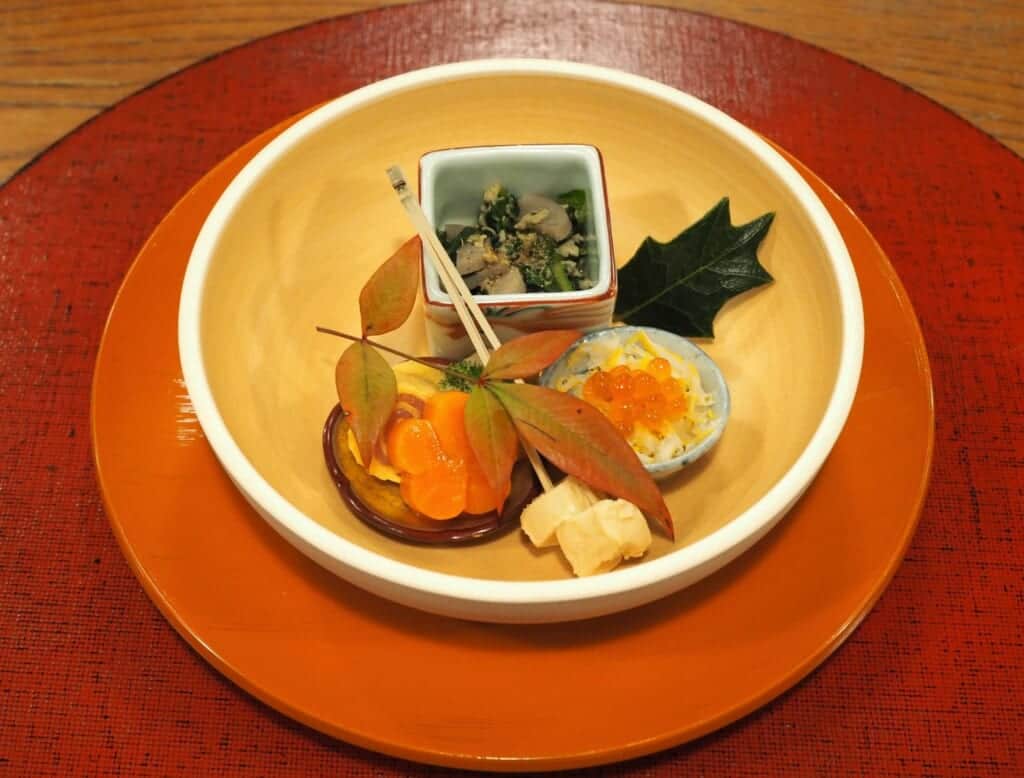 First course at Kuishinbo during a kaiseki cuisine meal