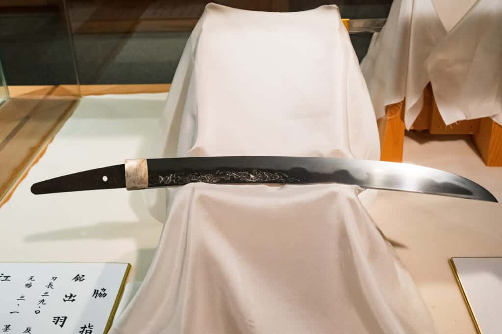 former Japanese katana sword of takeda shingen tiger of kai at akihasan jinja