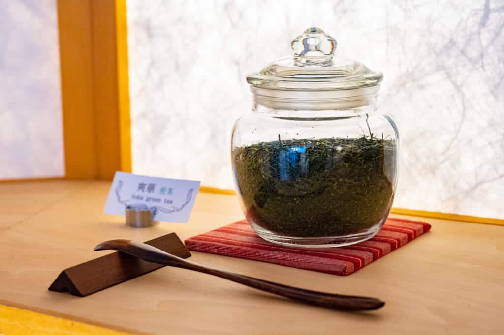 jar of tea leaves at hoshino resorts kai enshu