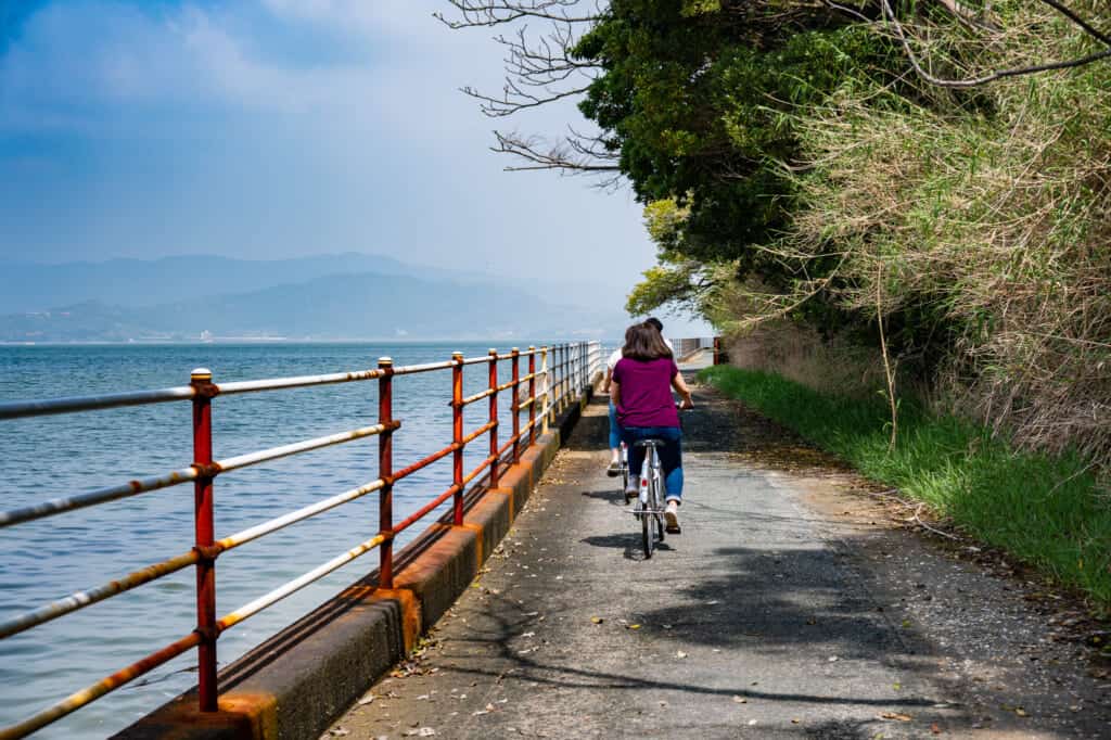 cycling along lake hamana in hamamatsu