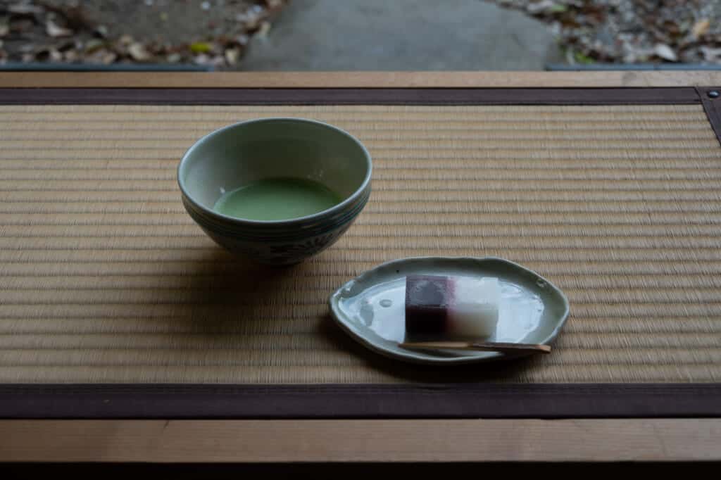 japanese matcha tea and sweet