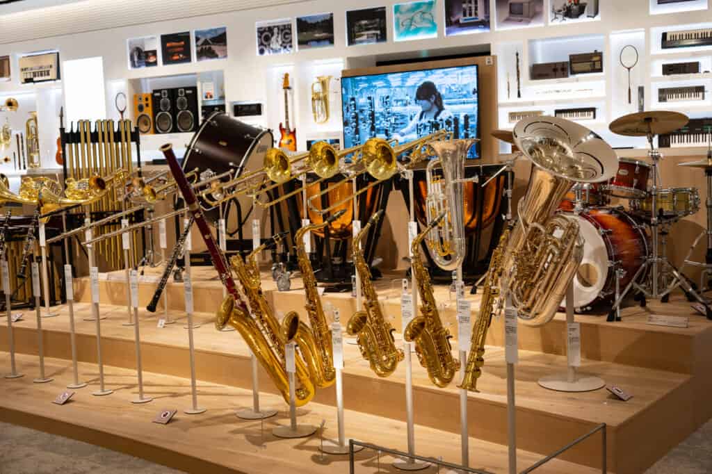 brass instruments at yamaha museum