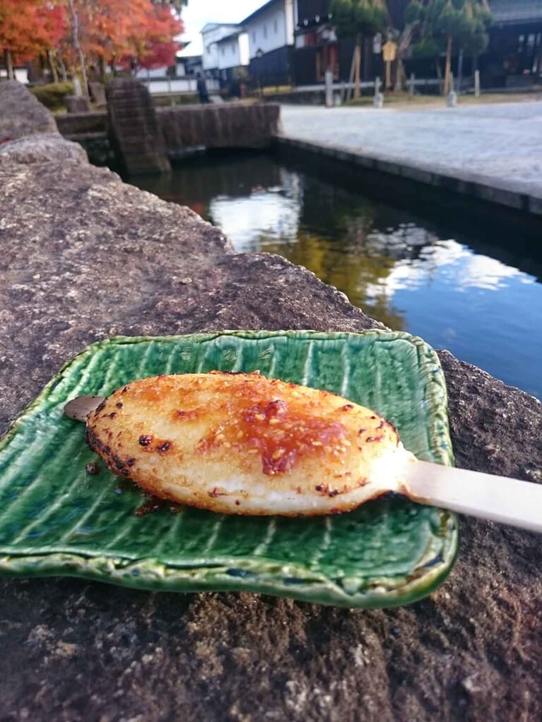 Traditional Japanese grilled sticky rice cake in Japan