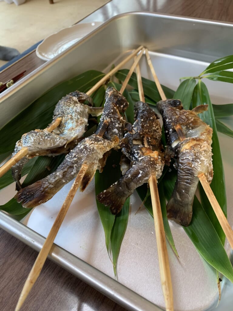 Grilled Japanese fish skewers in Gifu, Japan