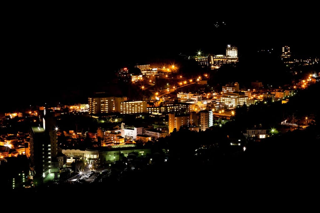 night view of gero onsen city in JApan