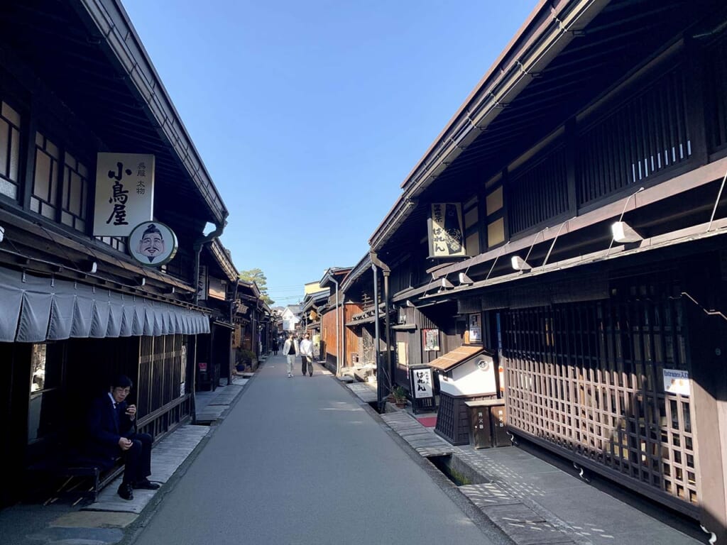 street lined with traditional Japanese houses in Takayama