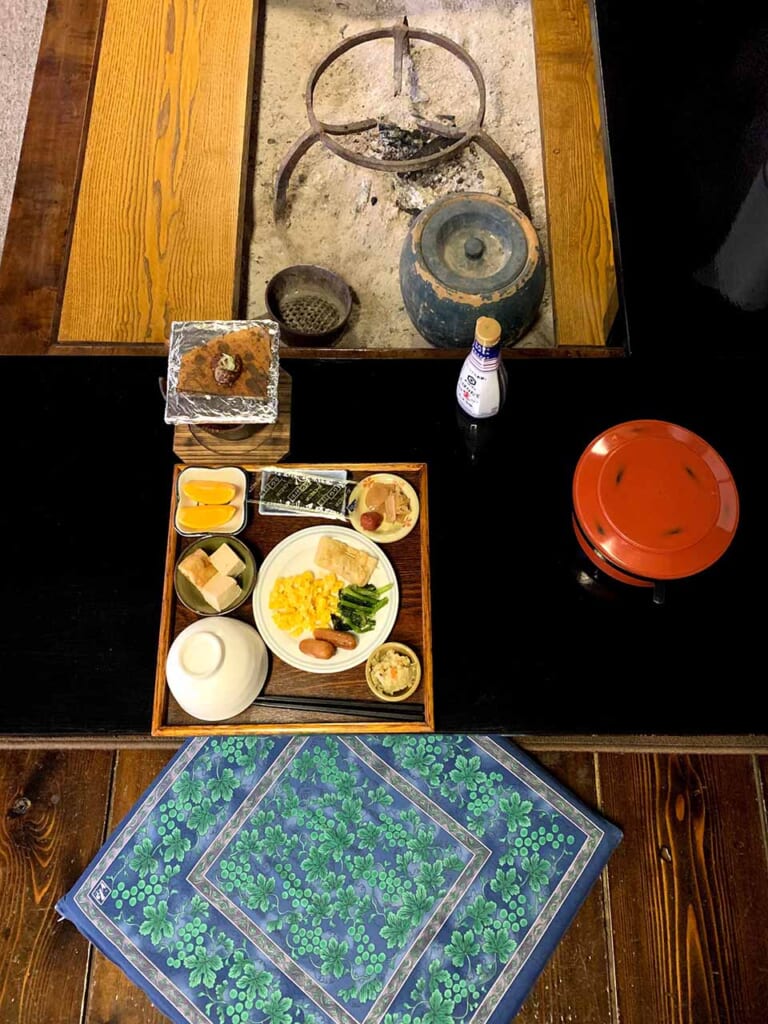 Japanese breakfast served on tray