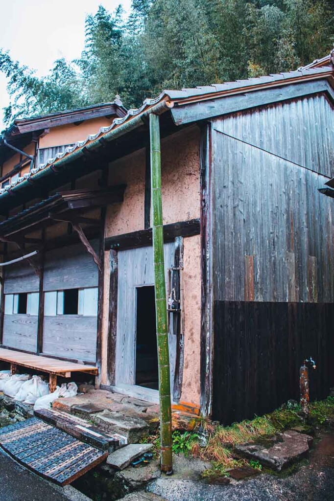 Side of a Japanese wooden house in Japan