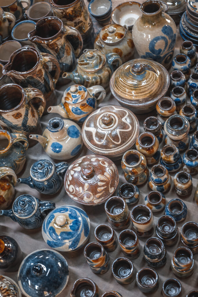 many japanese ceramics in matsuda workshop in Okinawa