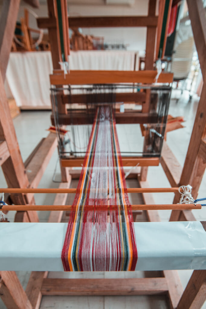 threads in the handloom for making japanese textiles