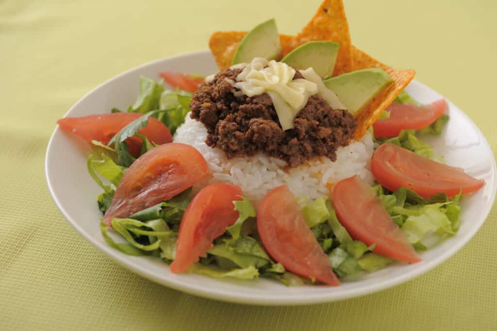 taco rice, okinawan food in Japan