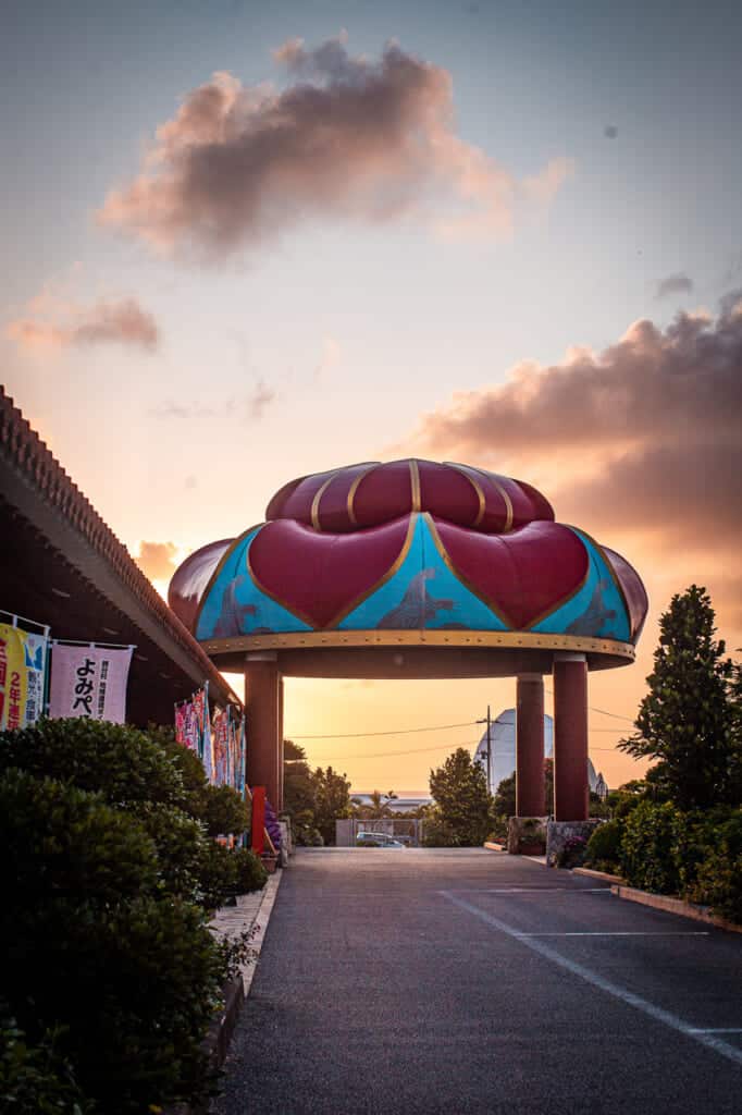 exterior of the okashi goten store in yomitan village in Japan