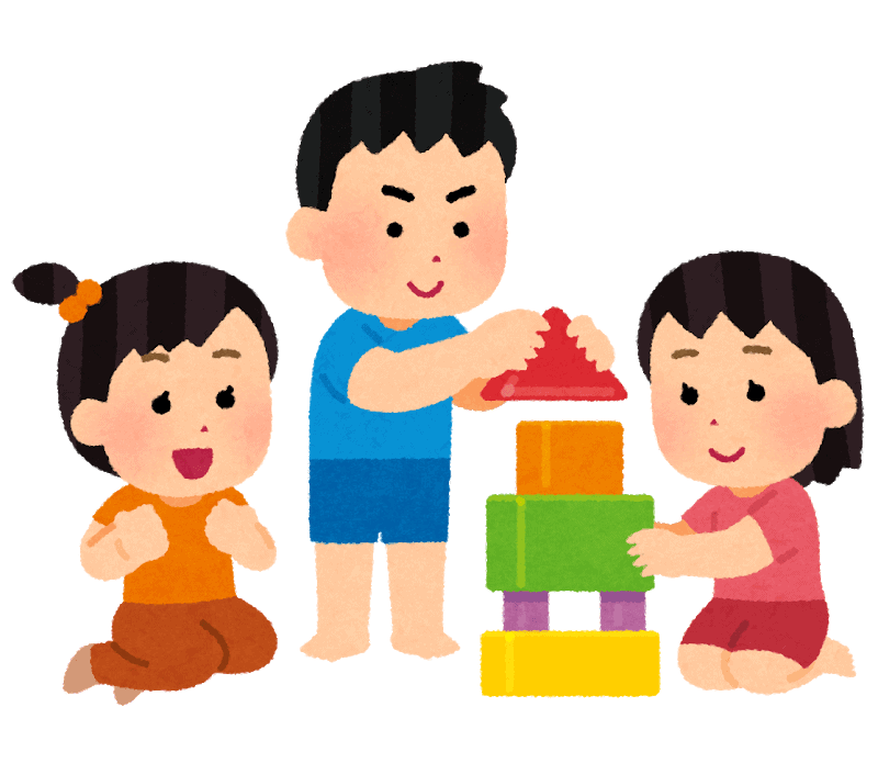 Illustration of Children playing with wooden blocks