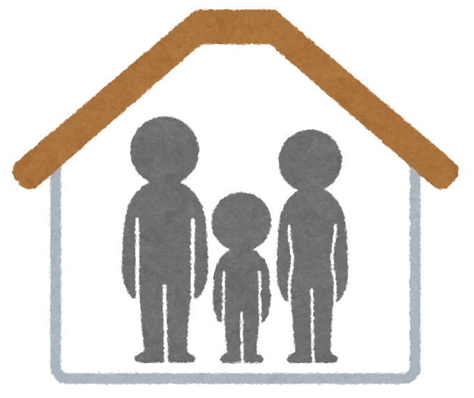 couple with child under roof