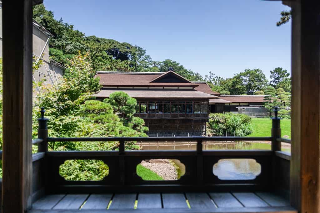 Traditional Japanese garden view in Yokohama