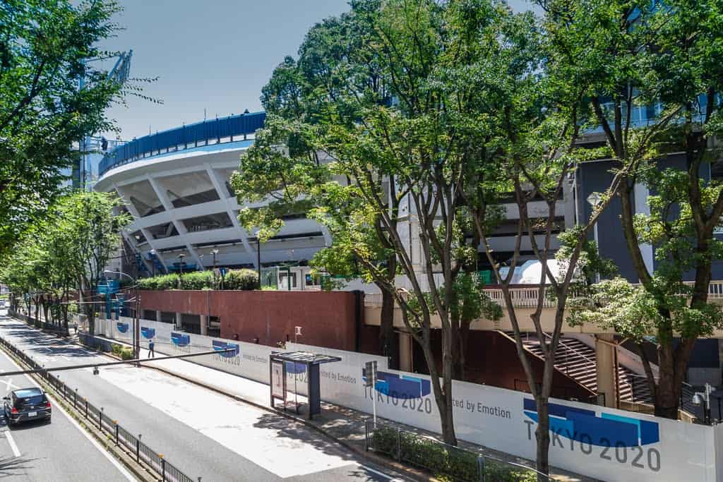 side view of Japan sport stadium in Yokohama