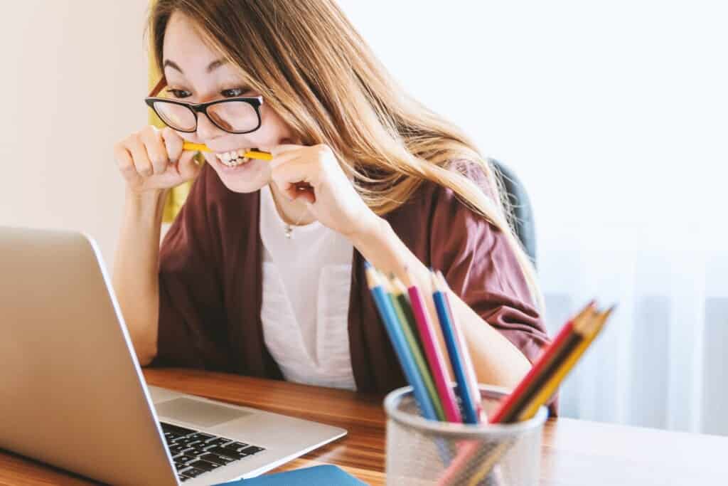 woman studying in front of computer