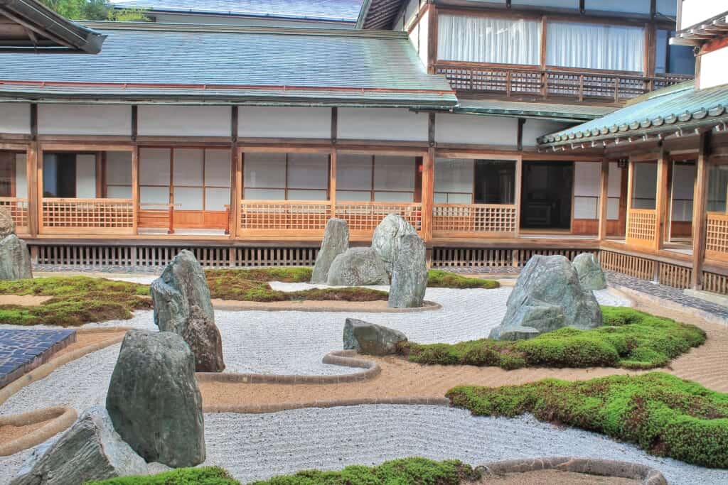 The dry garden at a Japanese temple stay