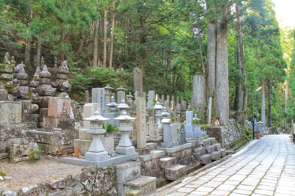 Japanese cemetery and foot path in Japan