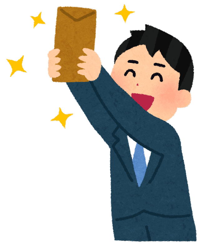 illustration of employee receiving salary minimum wage in Japan