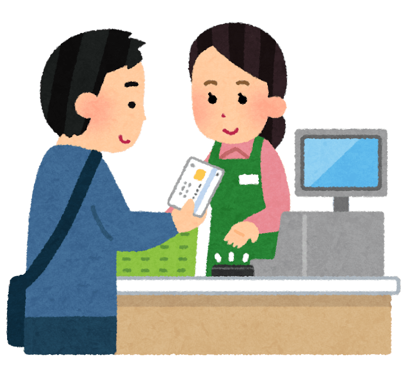 Payment by credit card in a supermarket