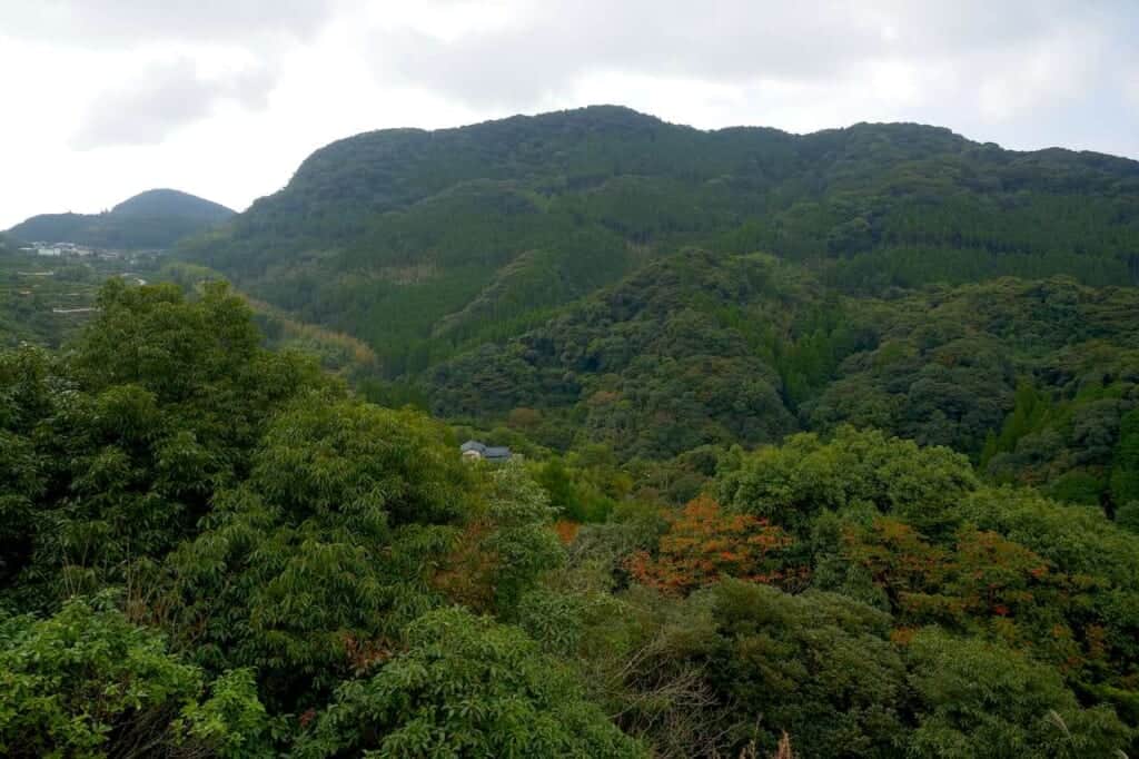 hills surrounding Unganzenji temple in Japan