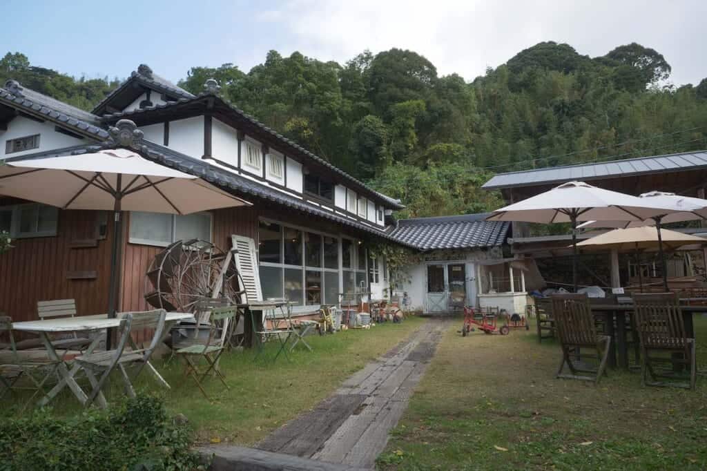 The Japanese garden and building of Café Kokopelli