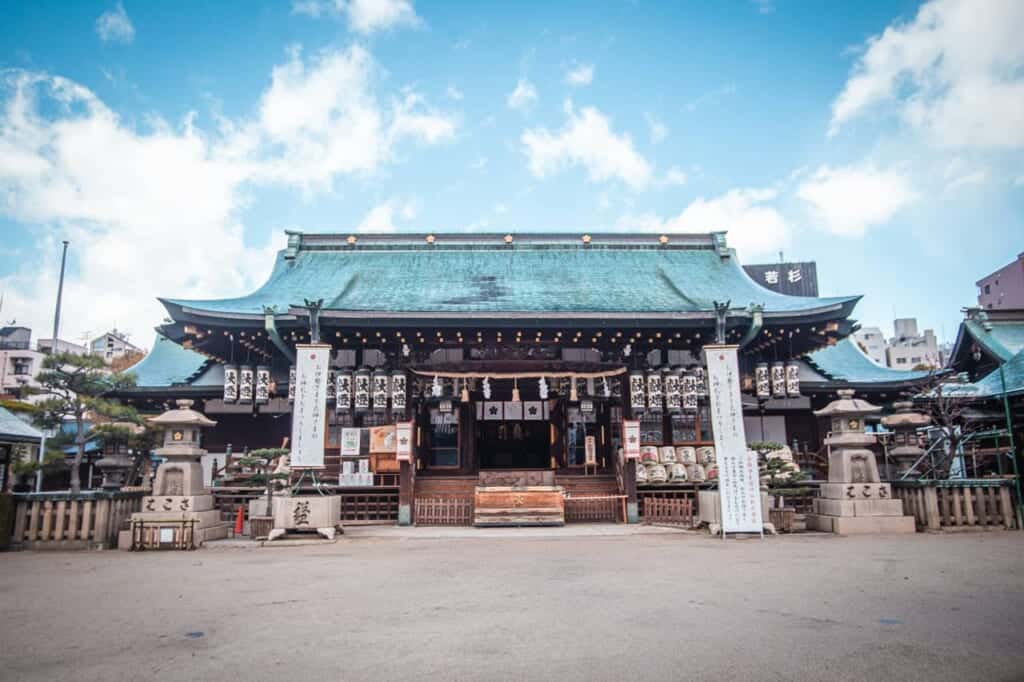 Osaka Tenmangu Shrine main hall in Japan