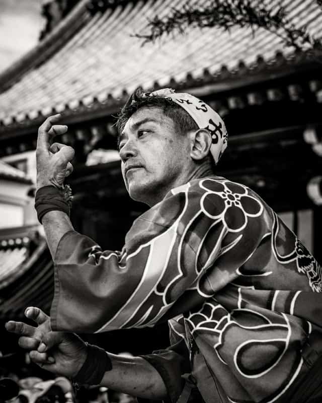 A person celebrating the matsuri festival in Japan