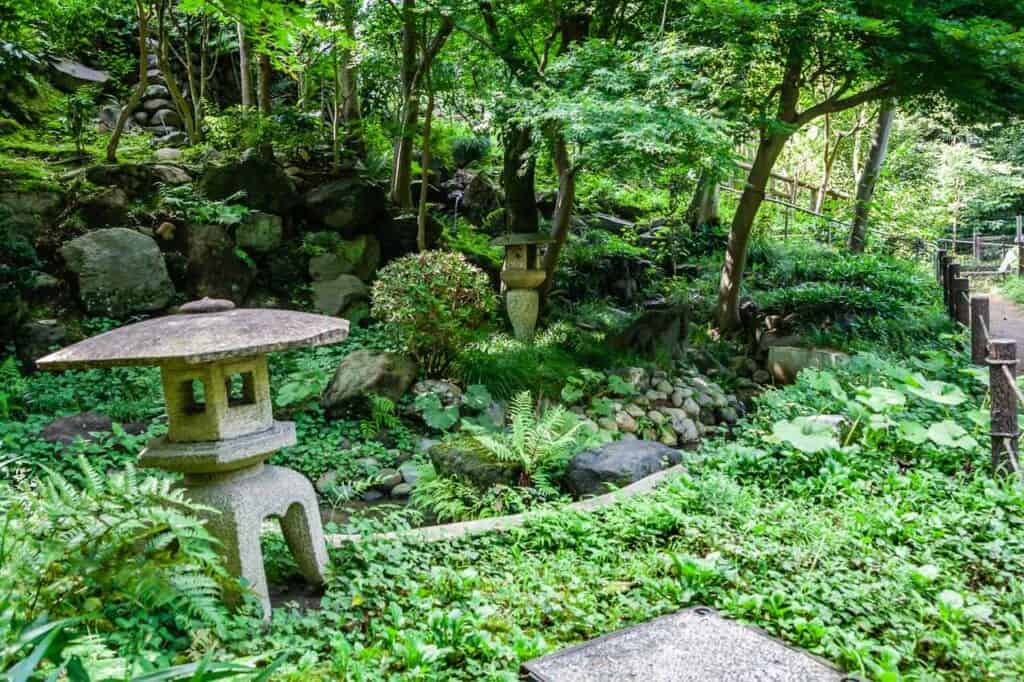 Japanese garden stone lamp in Tokyo