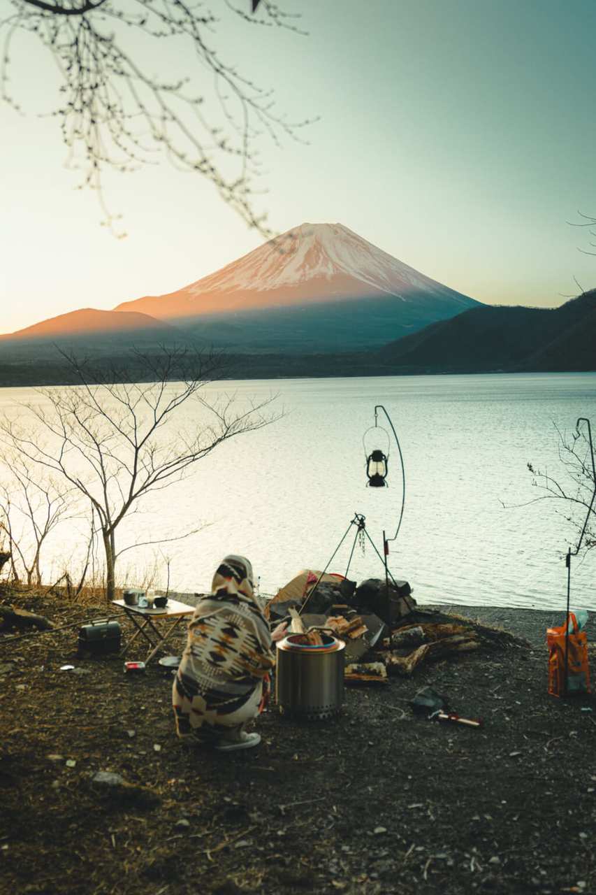 camping with mount fuji in japan