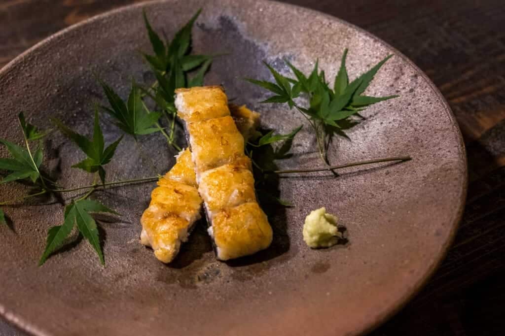 fresh unagi eel dish in Japanese restaurant