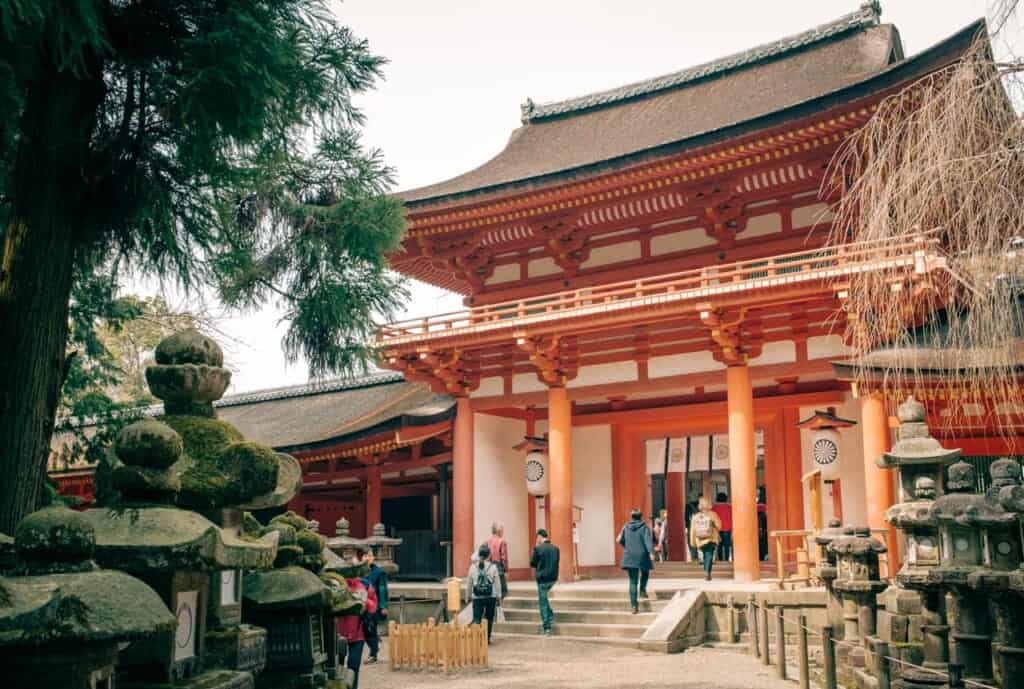 Shinto shrine in Nara Park, Japan