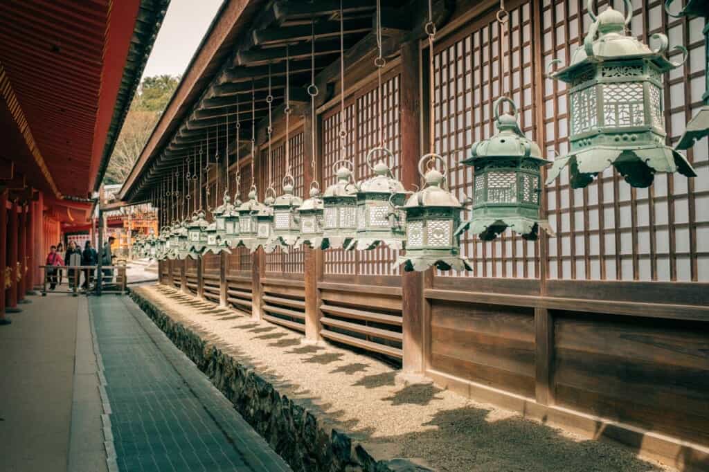 bronze japanese lanterns in Japan