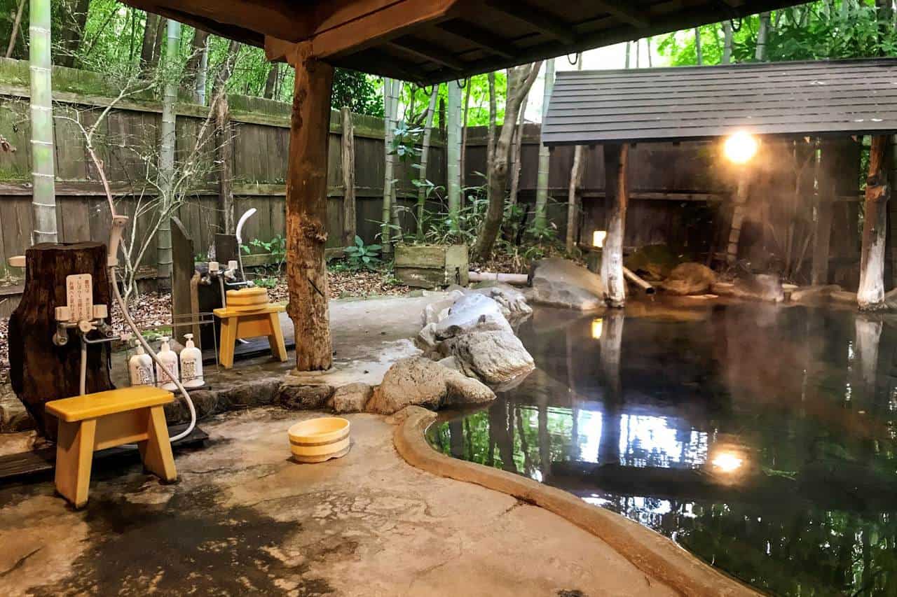 Japanese outdoor onsen in Kumamoto, Japan