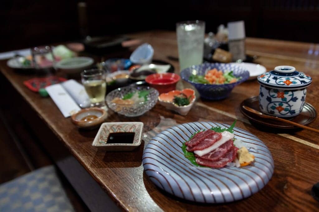 horse sashimi kaiseki cuisine in Japan