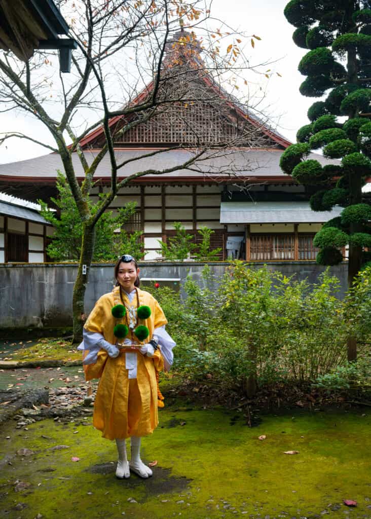 yamabushi priest in traditional Japanese clothing in gunma