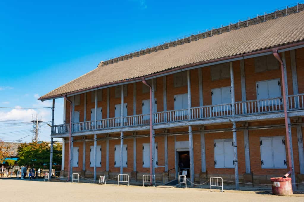 exterior of tomioka silk mill cocoon warehouse