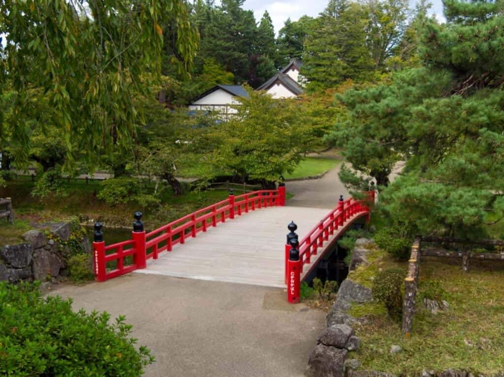 traditional Japanese Bridge at Hirosaki Castle in Japan