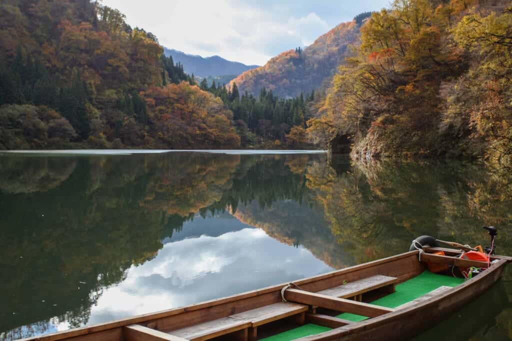 Boat parked in a picturesque ravine in JApan