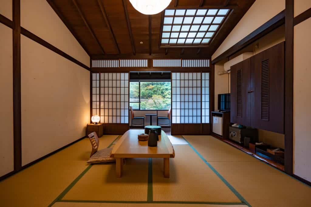 elegant traditional japanese room accommodation in shikoku, japan
