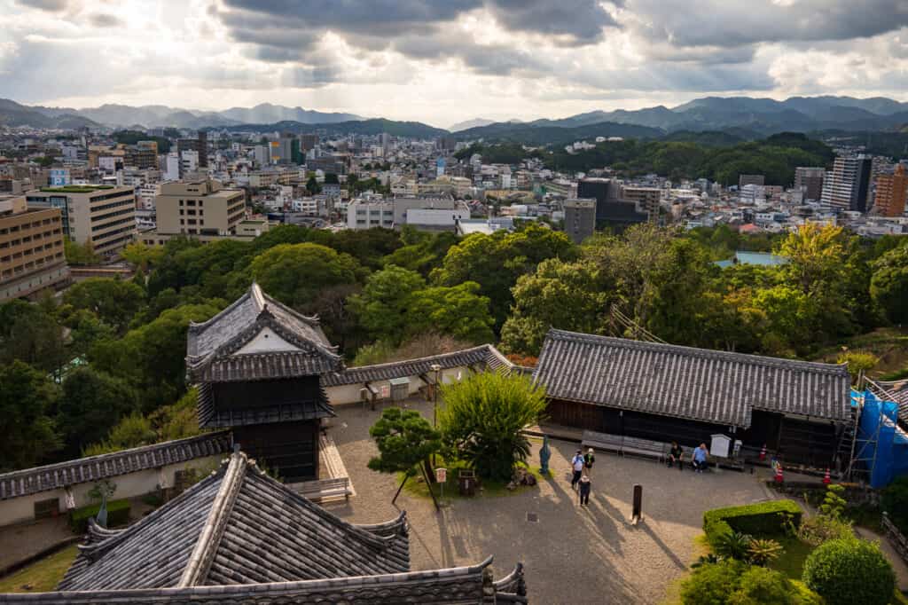 Kochi city view from castle in Shikoku, Japan
