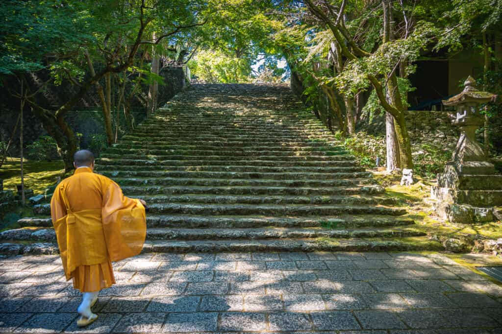 Japanese monk in Shikoku, Japan