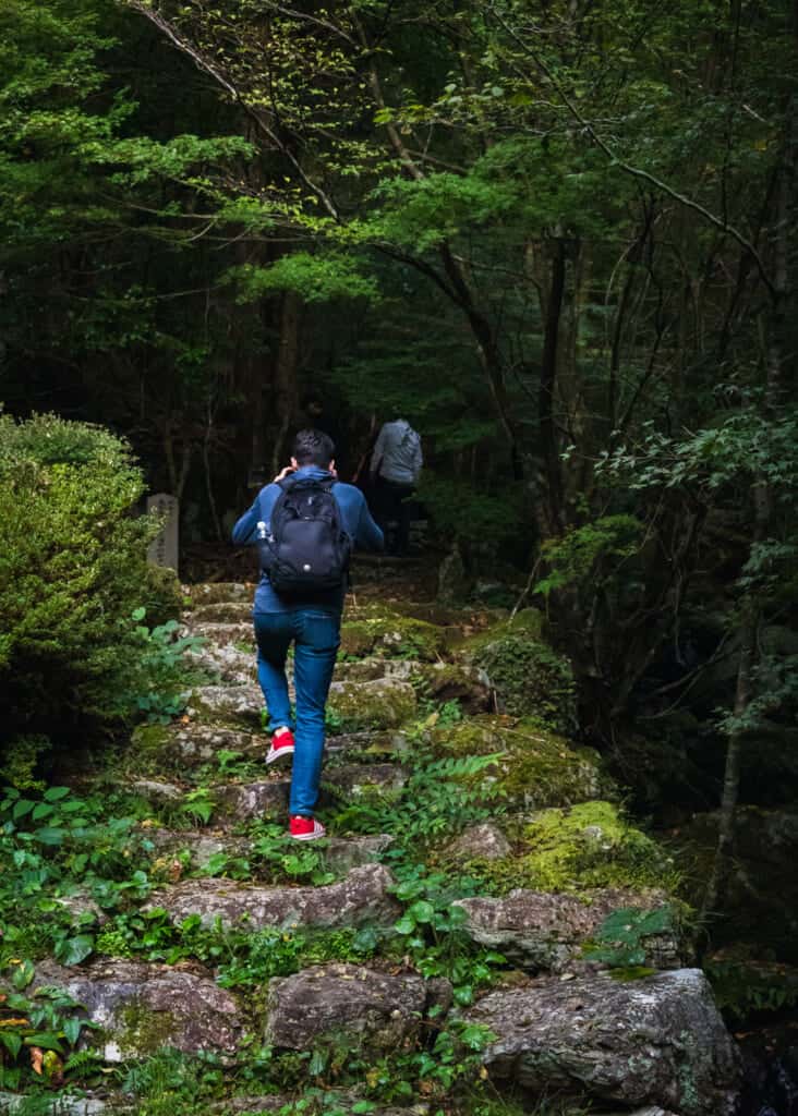 man hiking in shikoku, Japan